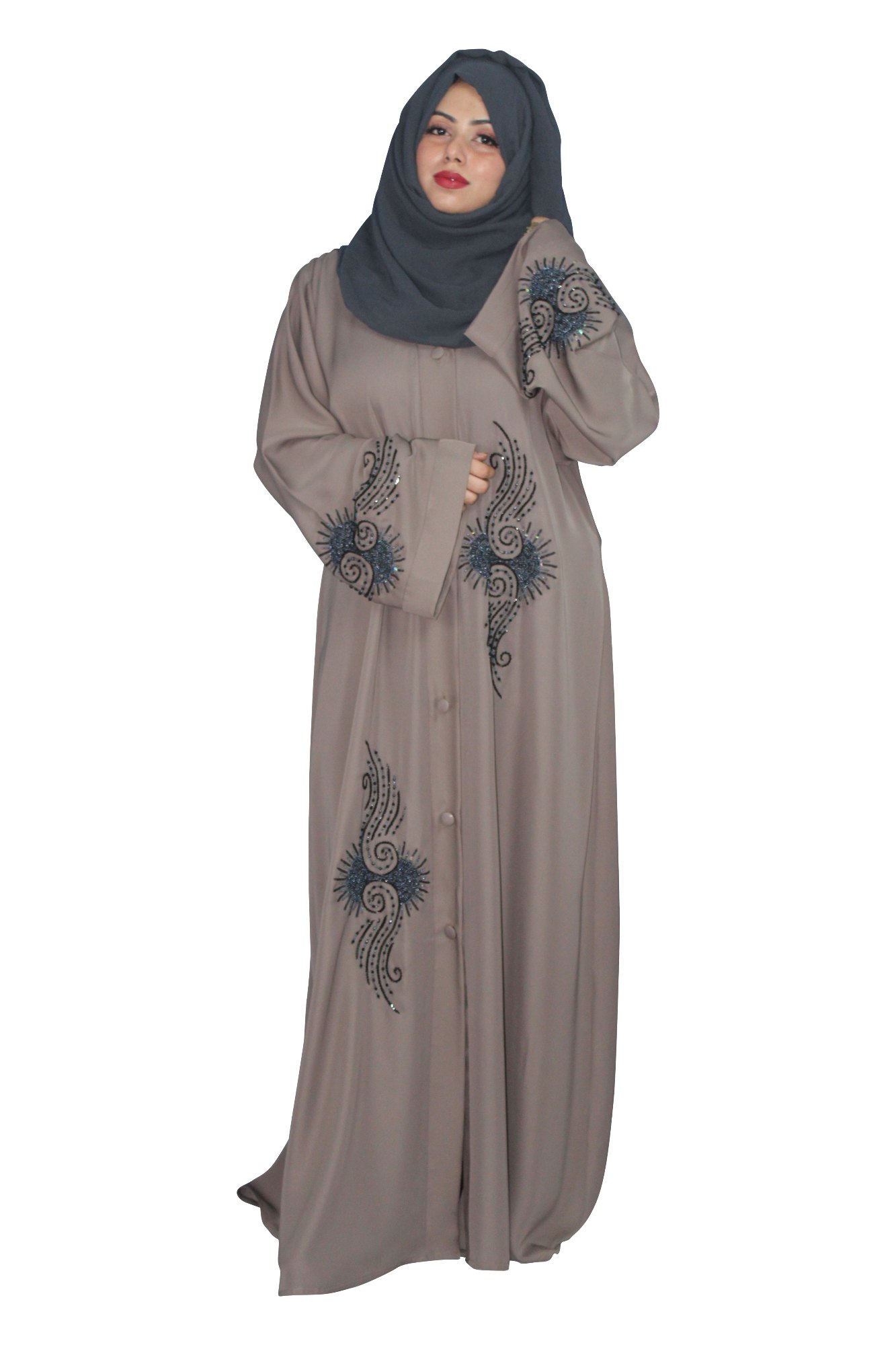 omen FRONT OPEN EMBROIDERY BURKHA / ABAYA