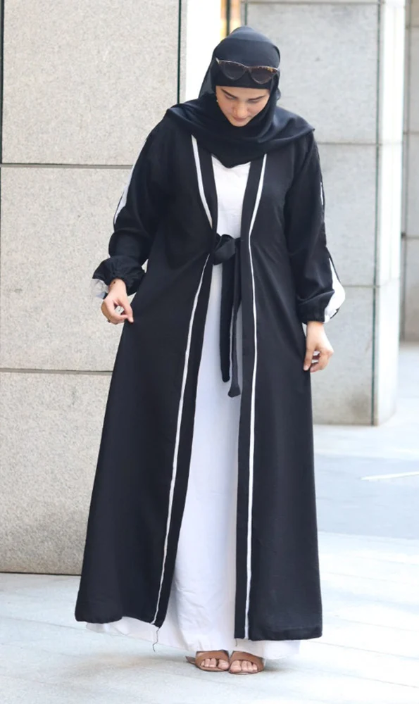 Rayon Umbrella Black & White Abaya